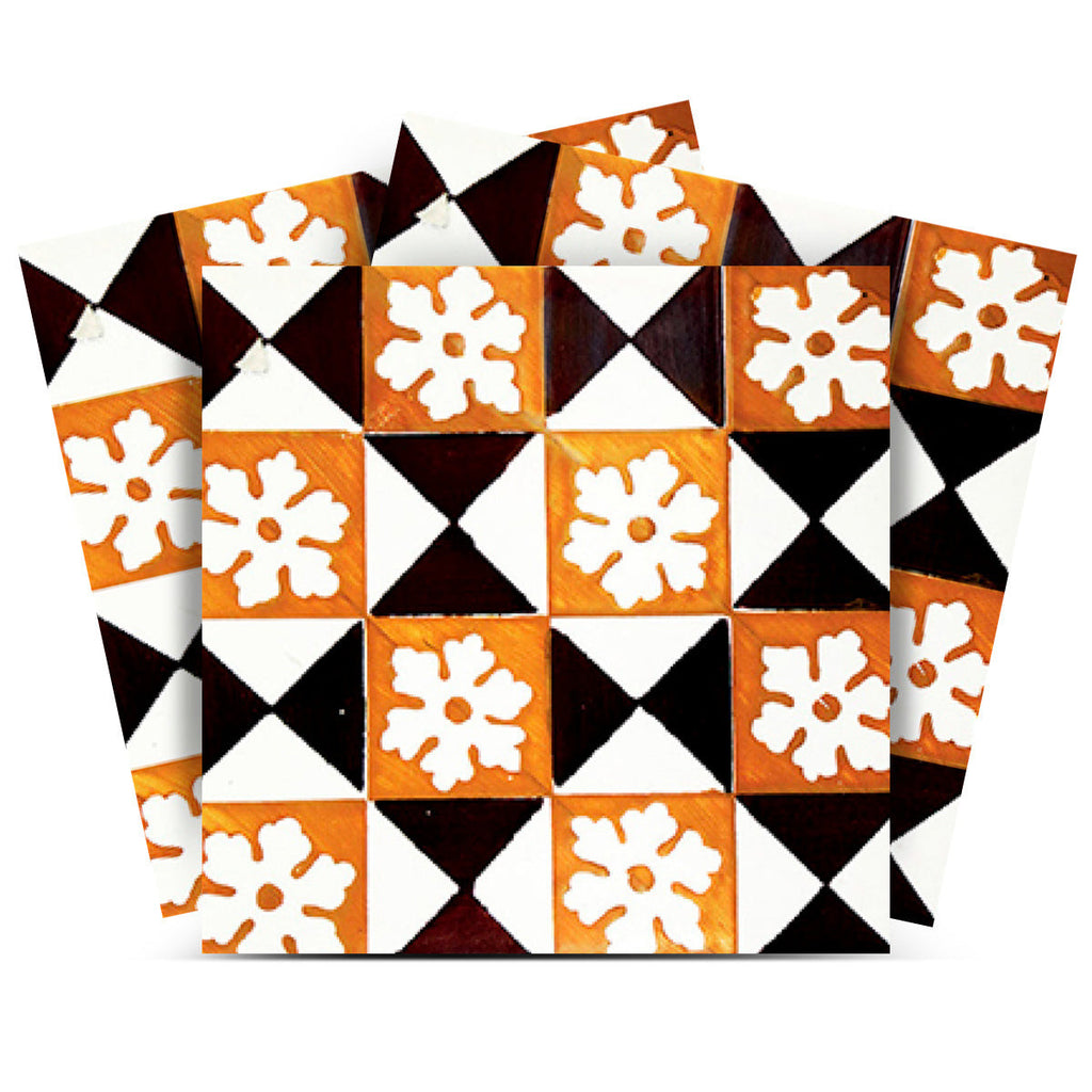 LuxxHomes  4" x 4" Mini Snowflakes and Squares Peel and Stick Removable Tiles