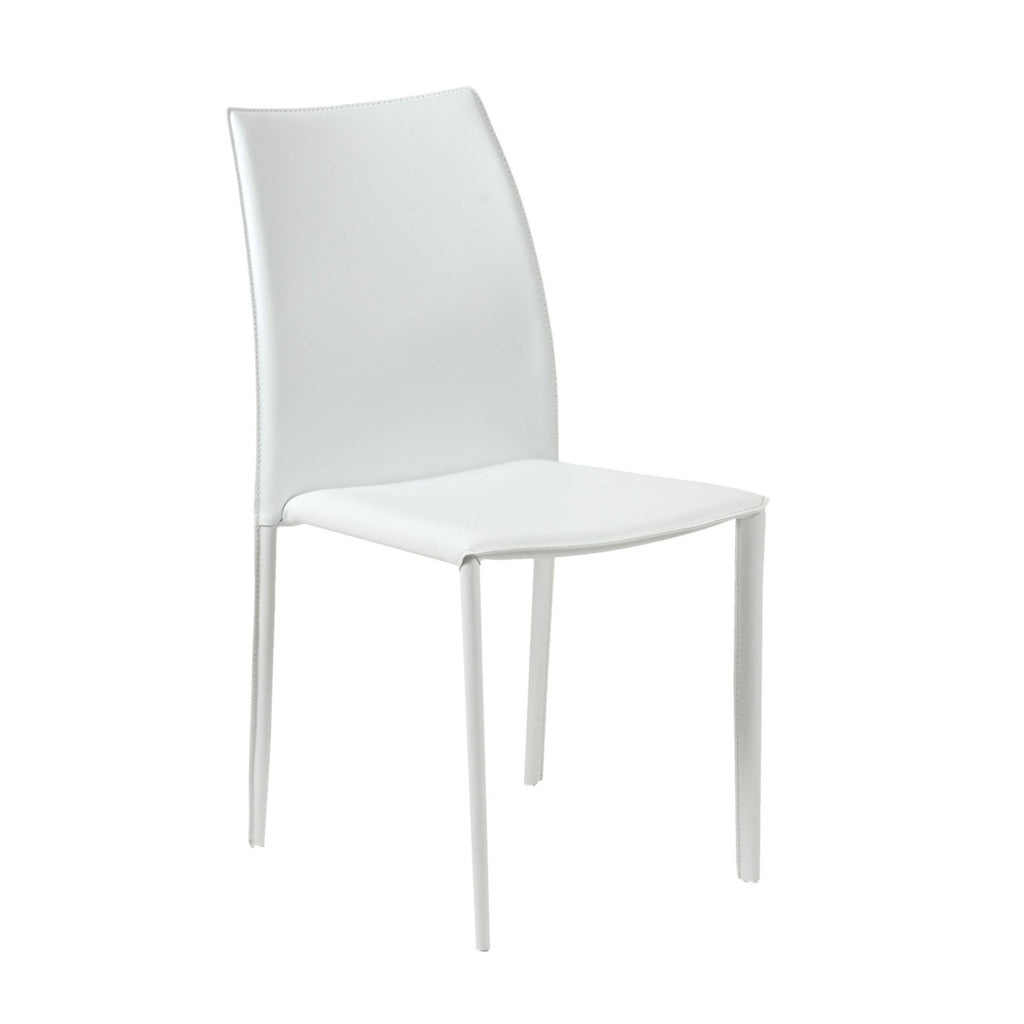 Set of Two Premium All White Stacking Dining Chairs