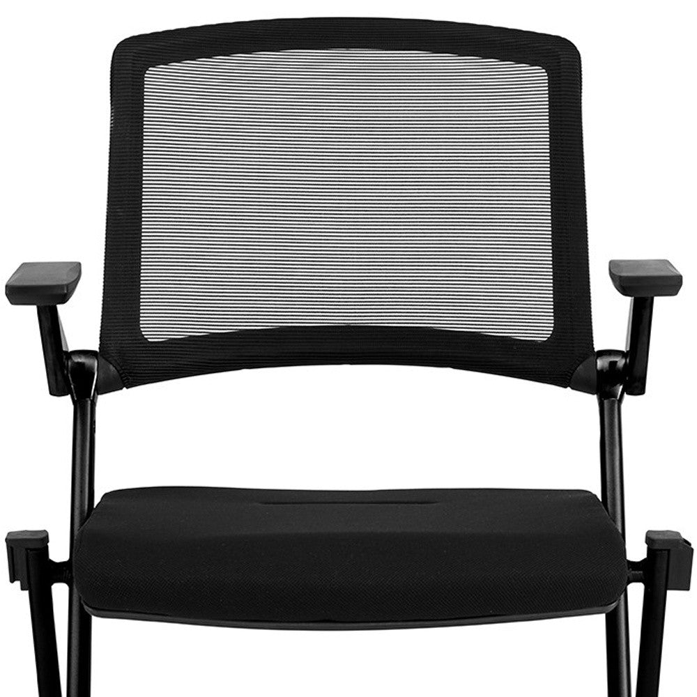 LuxxHomes  Set of Two Black Mesh Conference Office Chair