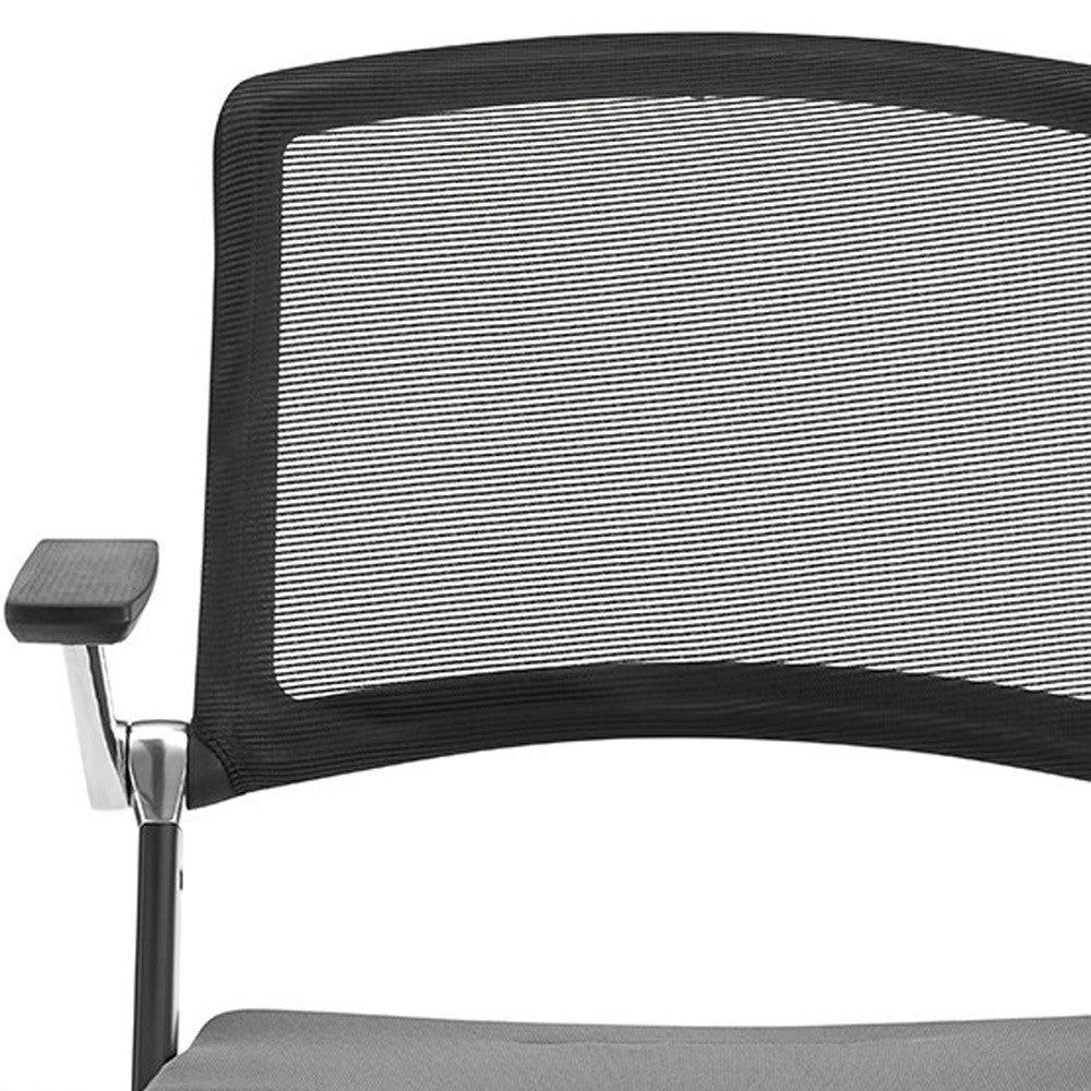 LuxxHomes  Set of Two Black Gray and Black Mesh Conference Office Chair