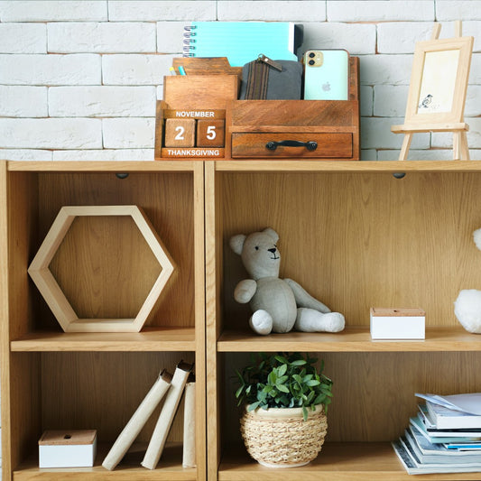 Natural Rustic Wood Desk or Counter Organizer