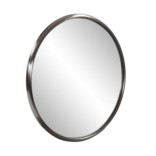 20" Silver Round Metal Framed Accent Mirror