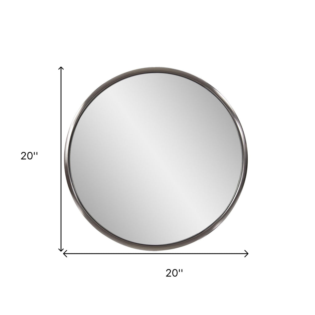 20" Silver Round Metal Framed Accent Mirror