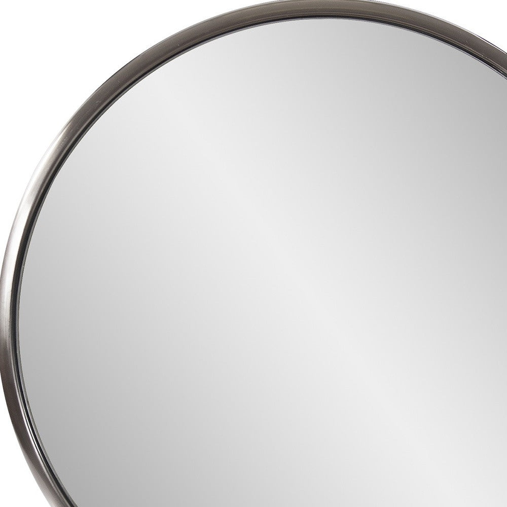 20" Silver Round Metal Framed Accent Mirror