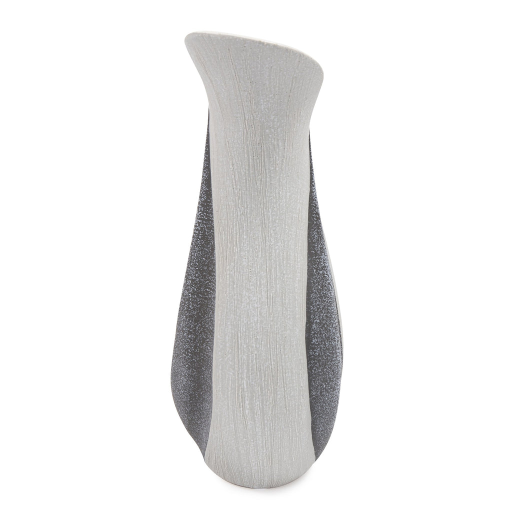 10" Gray and Off White Ceramic Table Vase