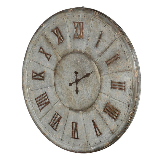 39" Rustic Galvanized Metal Round Wall Clock