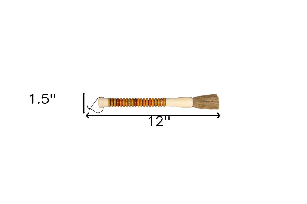 LuxxHomes  Yellow And Brown Jade Abacus Disc Decorative Calligraphy Brush