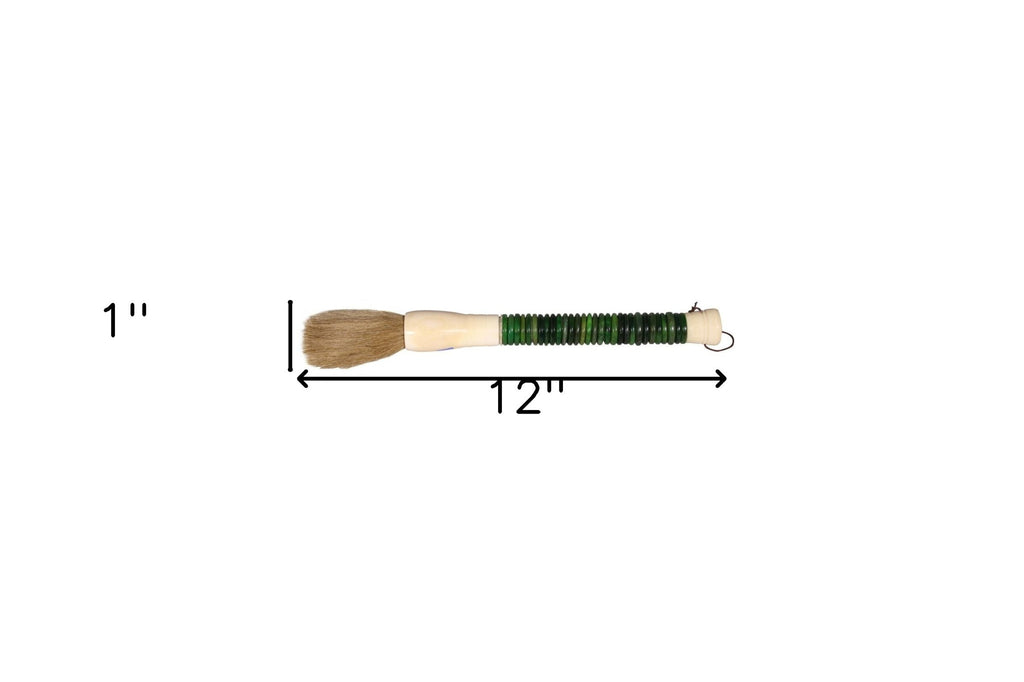 LuxxHomes  Green Jade Abacus Disc Decorative Calligraphy Brush