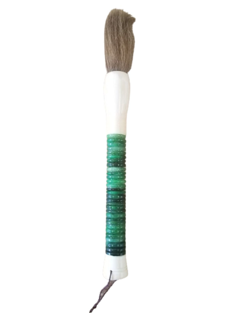 LuxxHomes  Light Green Jade Abacus Disc Decorative Calligraphy Brush