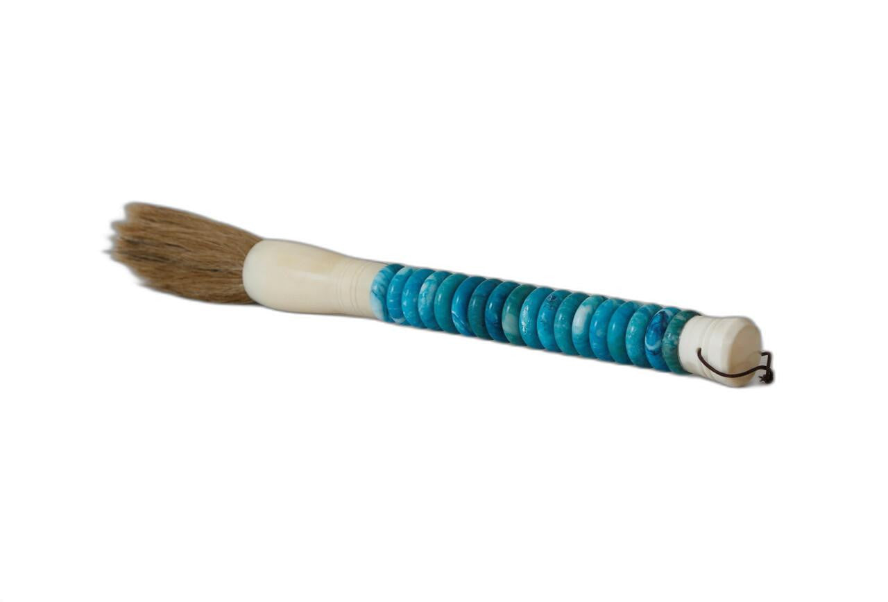 LuxxHomes  Shades of Aqua Jade Abacus Disc Decorative Calligraphy Brush