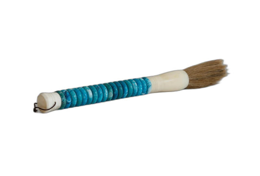 LuxxHomes  Shades of Aqua Jade Abacus Disc Decorative Calligraphy Brush