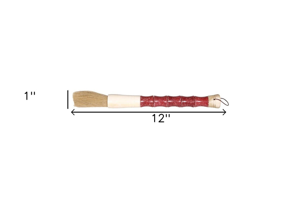 LuxxHomes  Red Spotted Jade Faux Bamboo Decorative Calligraphy Brush