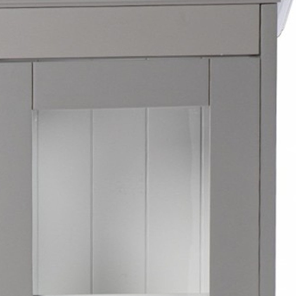 Gray Cornice Molding Curio with Glass Door