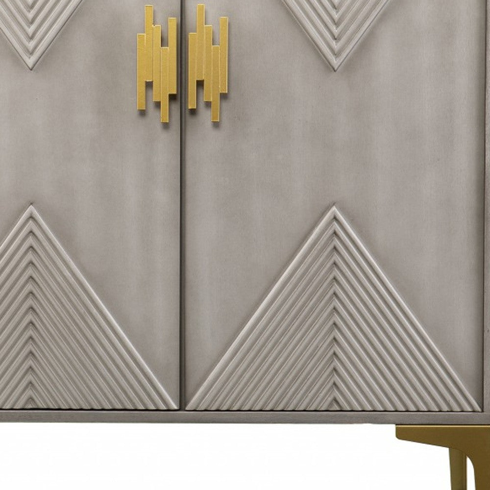 Graywash Textured Geo Contemporary Accent Cabinet