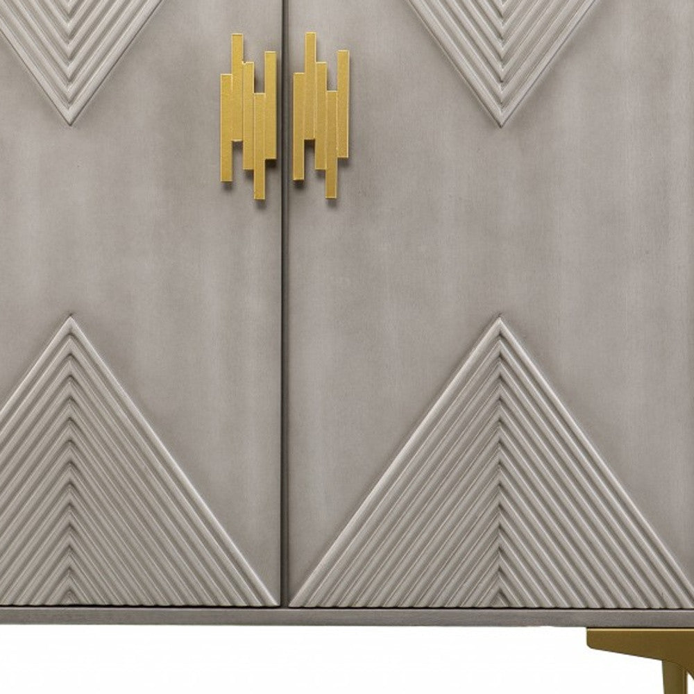 Graywash Textured Geo Contemporary Accent Cabinet