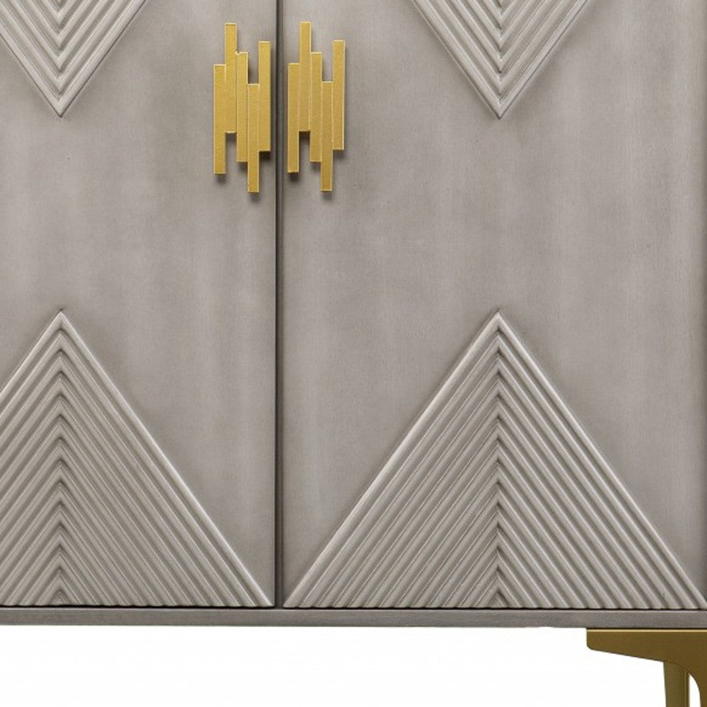 Graywash Textured Geo Contemporary Accent Cabinet