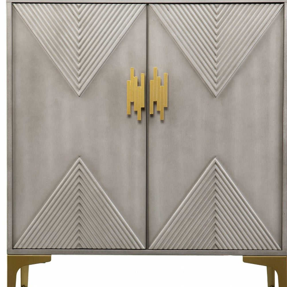 Graywash Textured Geo Contemporary Accent Cabinet