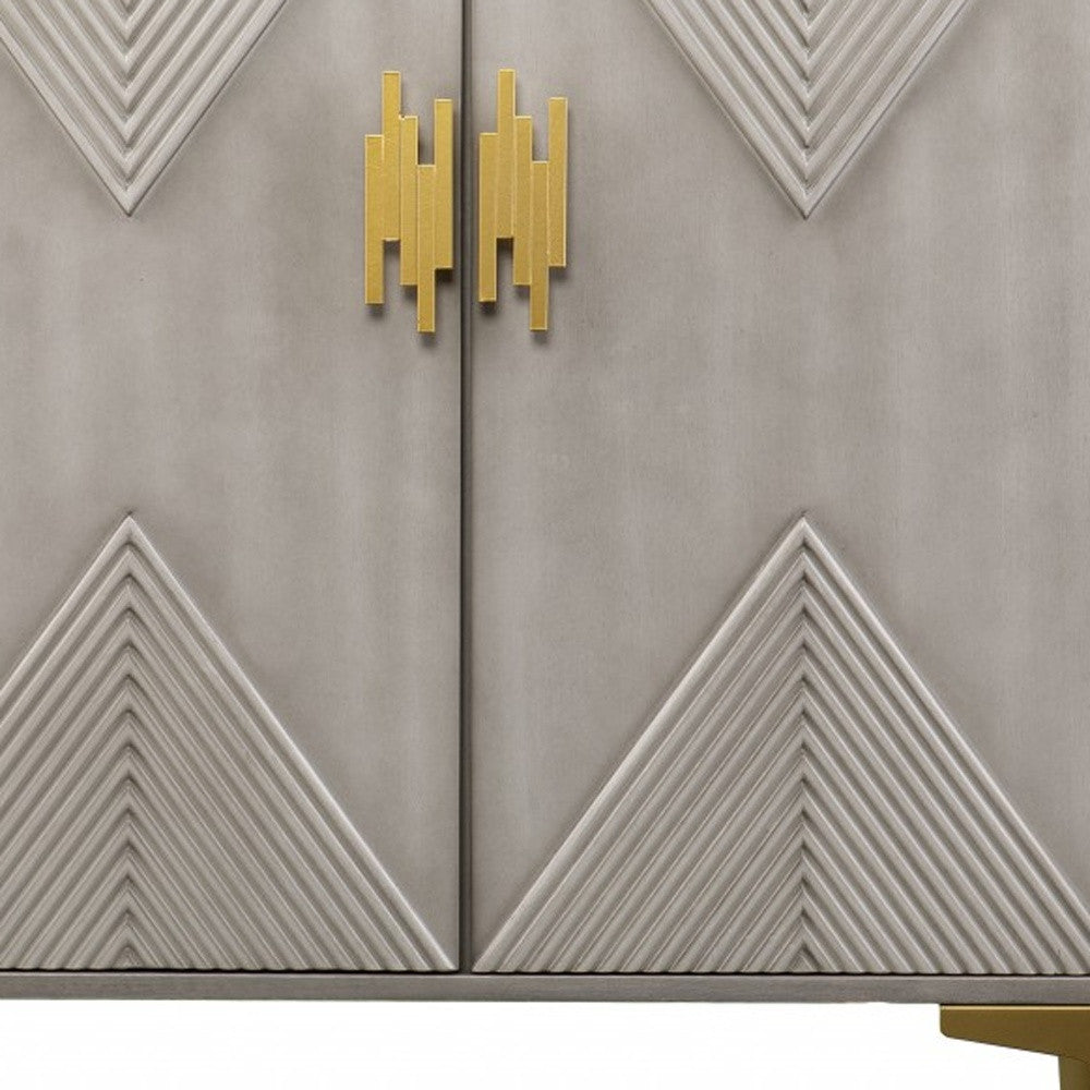 Graywash Textured Geo Contemporary Accent Cabinet