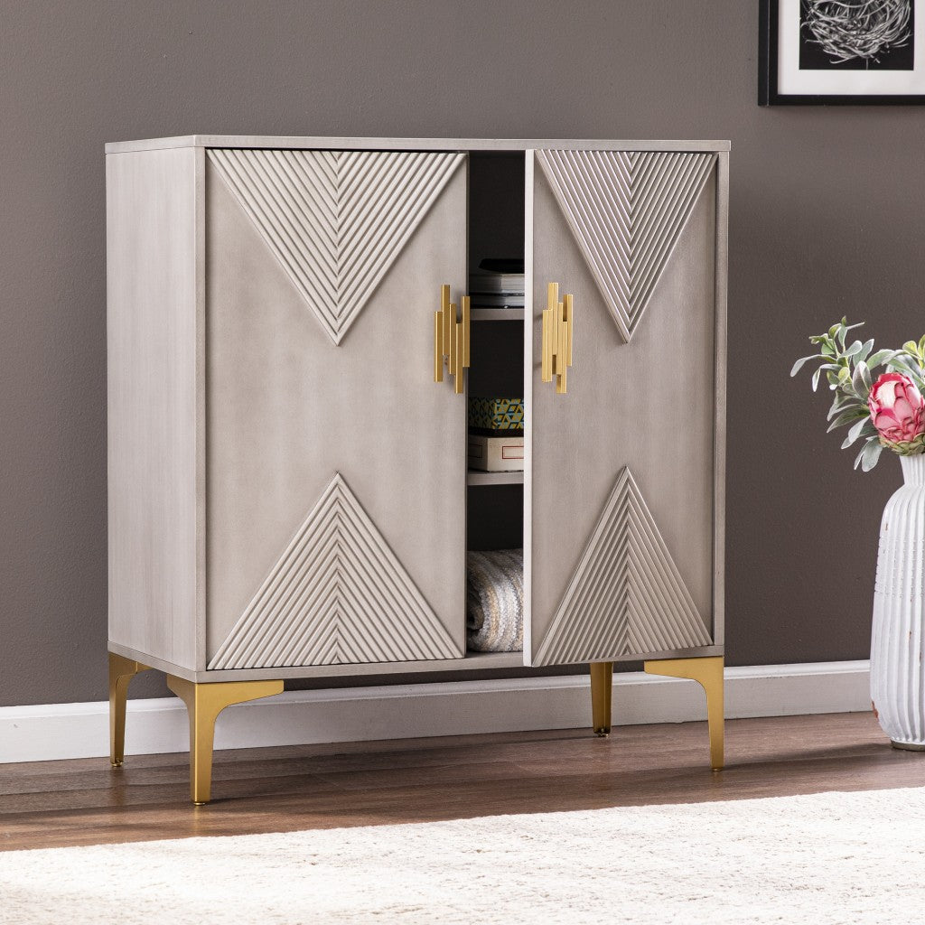 Graywash Textured Geo Contemporary Accent Cabinet