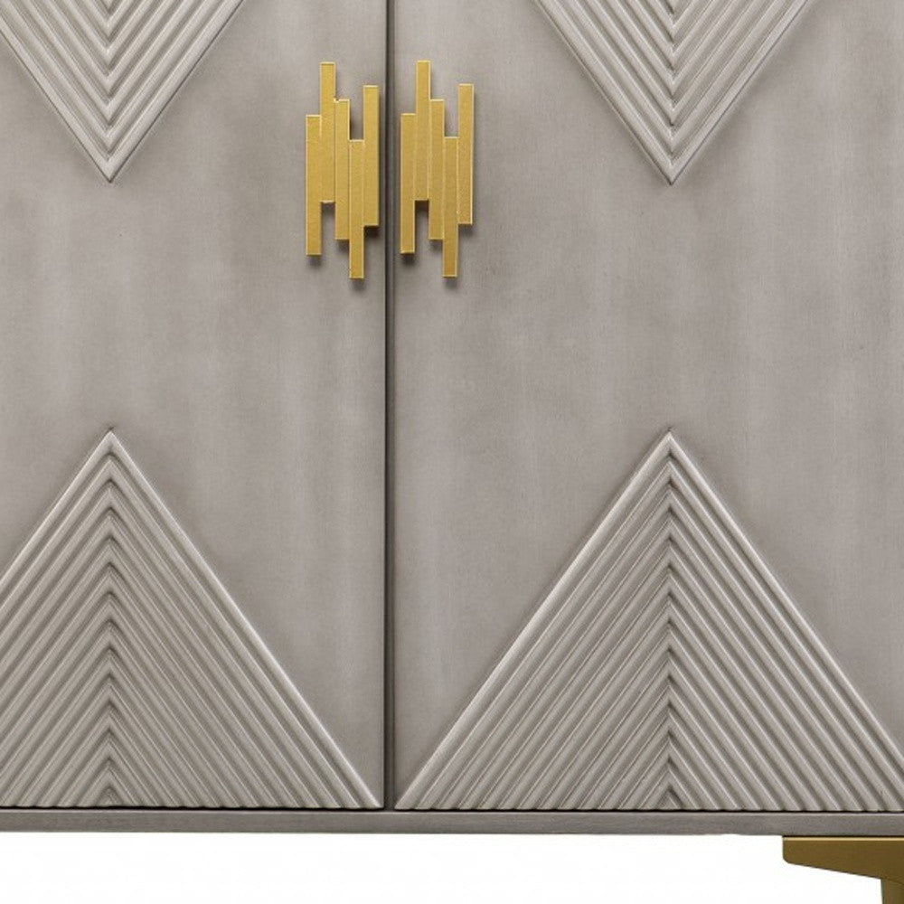 Graywash Textured Geo Contemporary Accent Cabinet