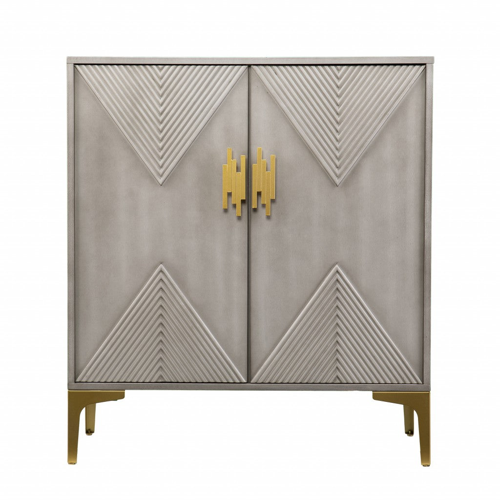 Graywash Textured Geo Contemporary Accent Cabinet