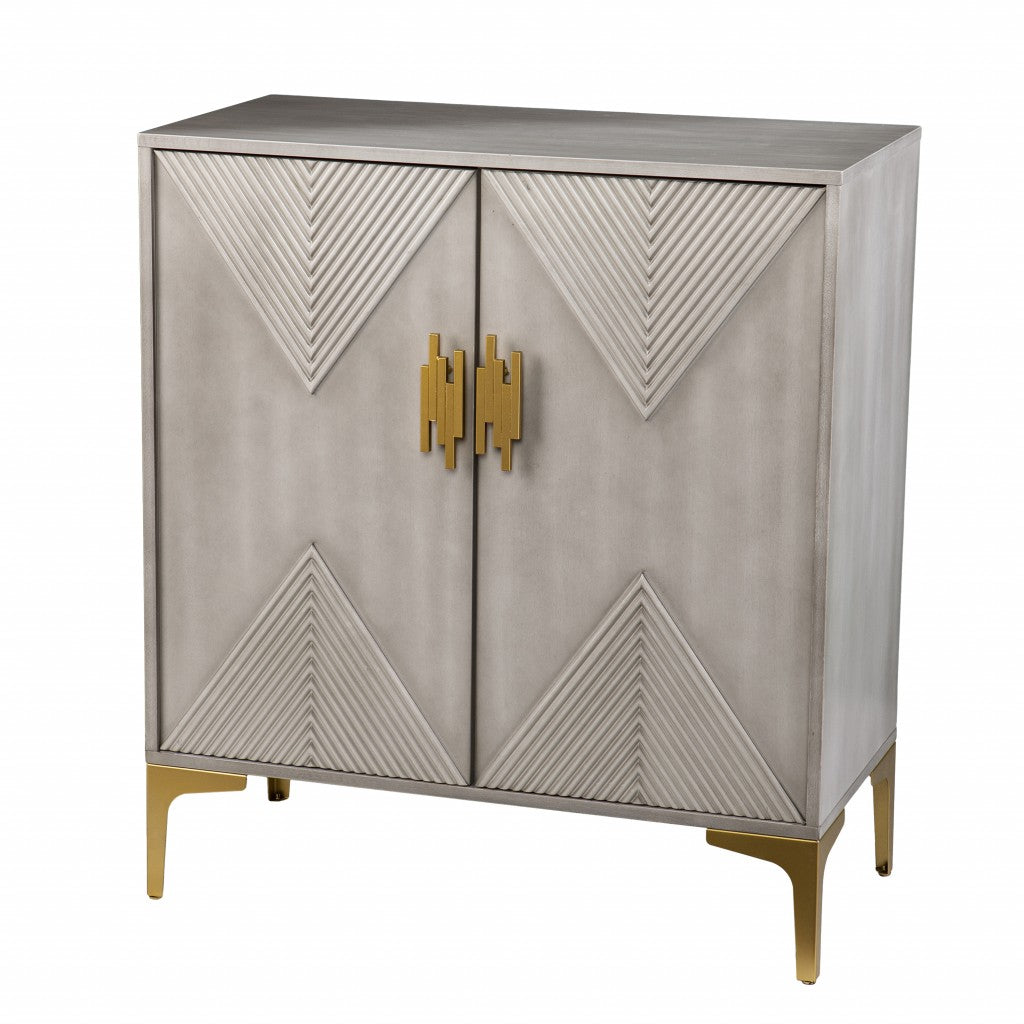 Graywash Textured Geo Contemporary Accent Cabinet