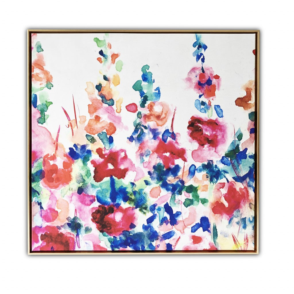 Pretty Floral Garden Framed Canvas Wall Art Floater Frame Graphic Art Wall Art