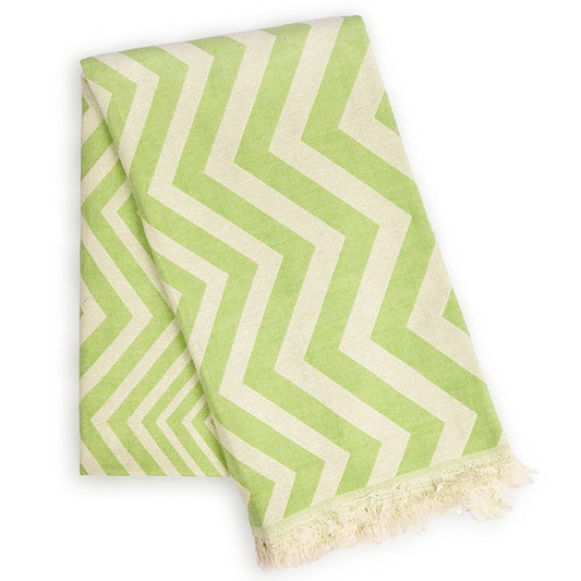 LuxxHomes  Lime Green Chevron Design Turkish Beach Blanket