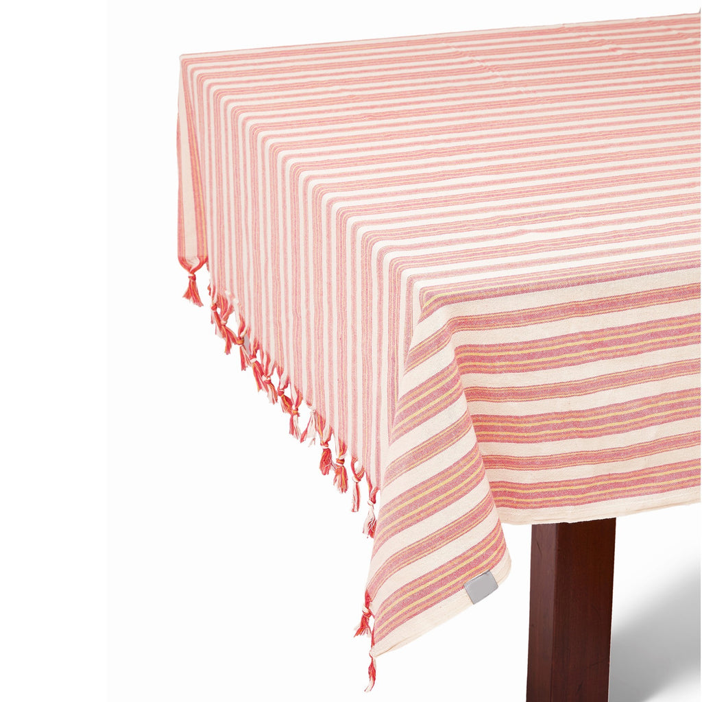 LuxxHomes  Boho Sunset Color Striped Tablecloth Set