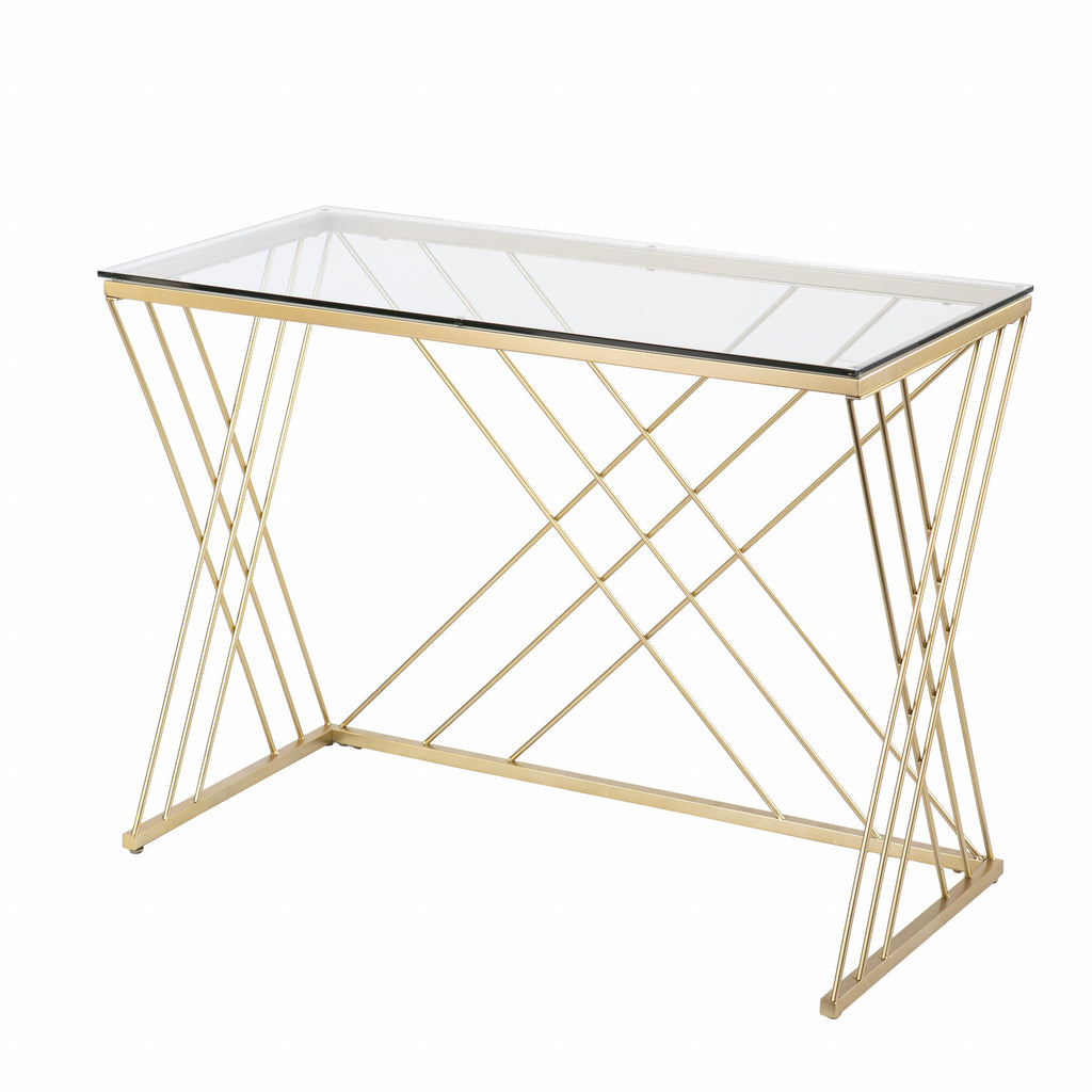 40" Clear and Gold Glass Writing Desk