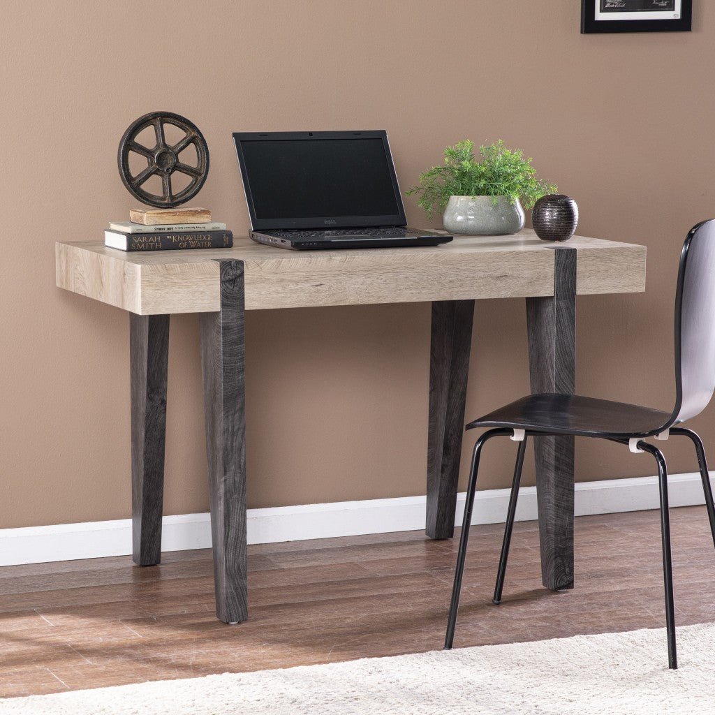 45" Natural and Dark Brown Writing Desk