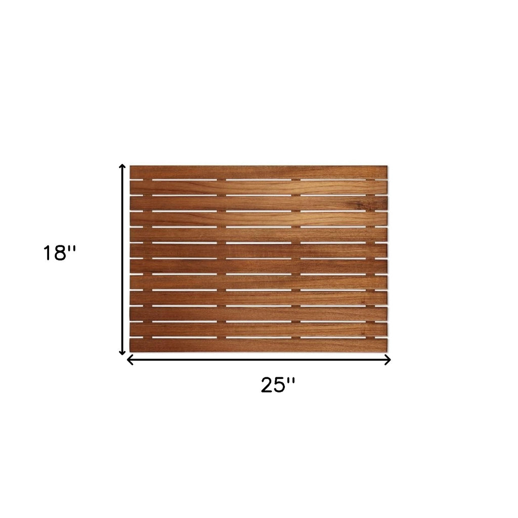 LuxxHomes  25" Premium Teak Shower Bath Mat