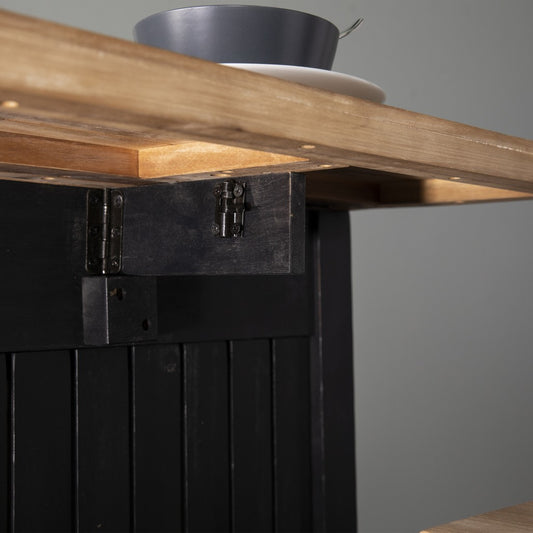 Black and Natural 44" Kitchen Island With Storage