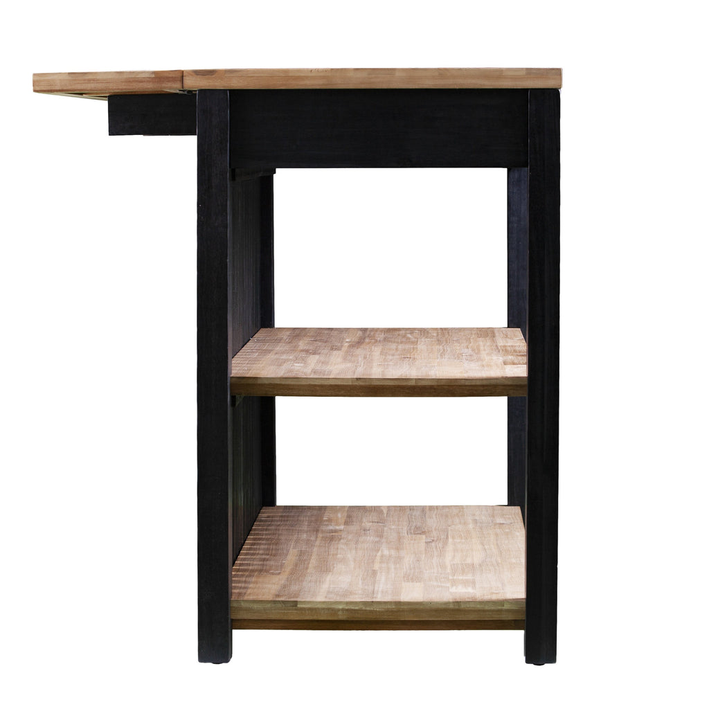 Black and Natural 44" Kitchen Island With Storage