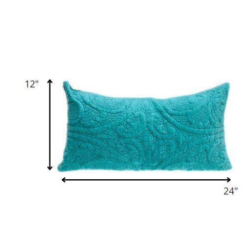 12" X 24" Aqua Cotton Blend Throw Pillow