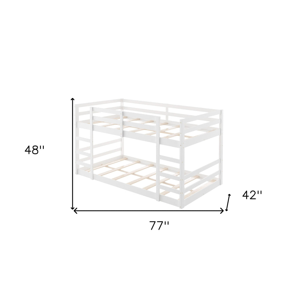 LuxxHomes  Pastel White Twin Over Twin Dual Ladder Bunk Bed