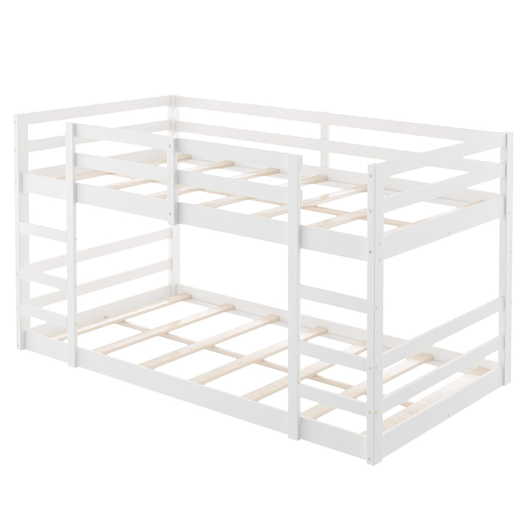 LuxxHomes  Pastel White Twin Over Twin Dual Ladder Bunk Bed