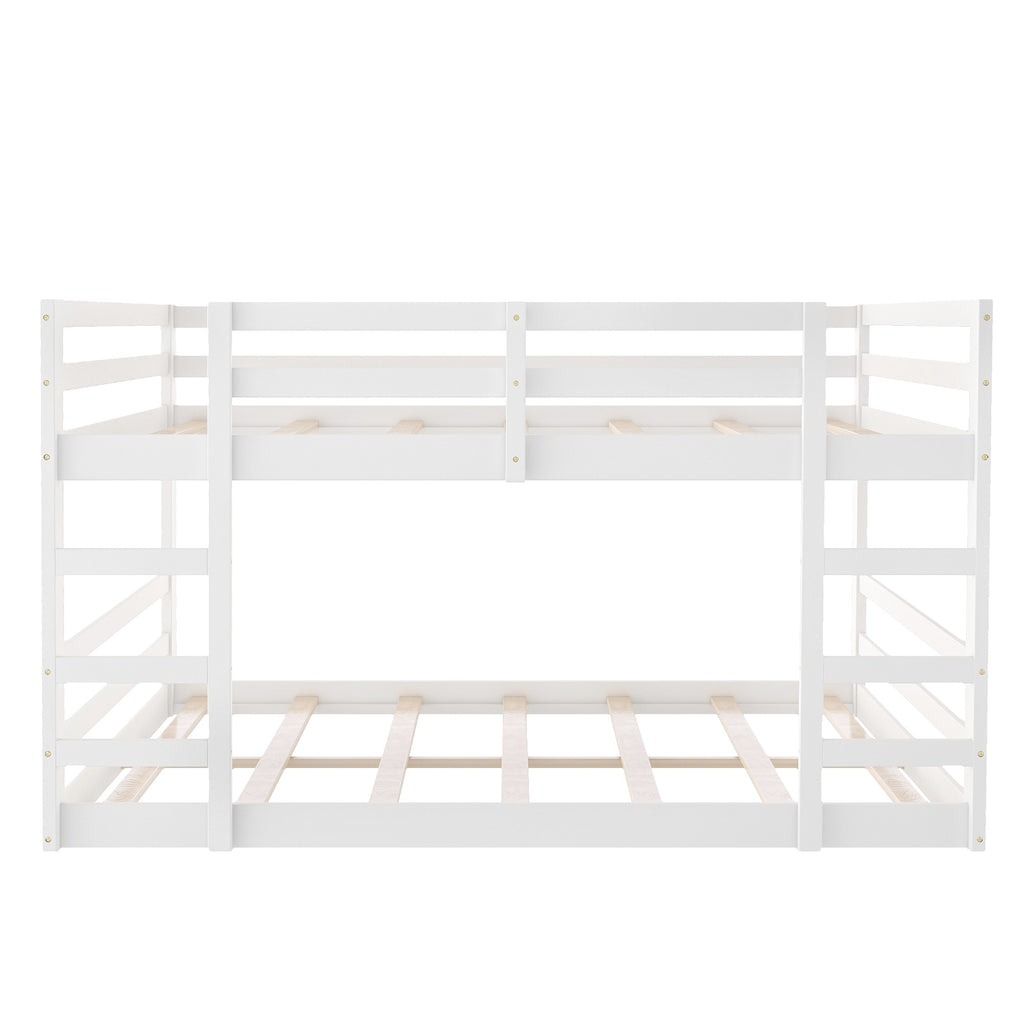 LuxxHomes  Pastel White Twin Over Twin Dual Ladder Bunk Bed