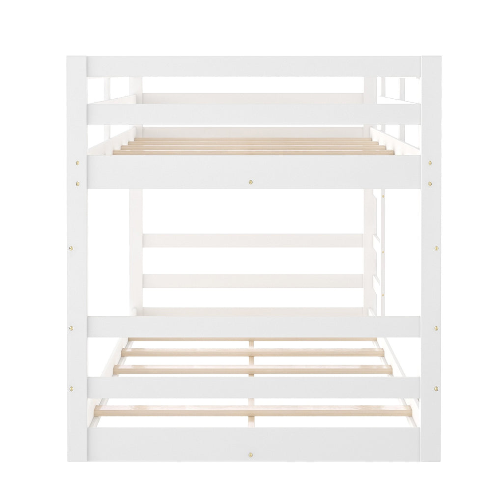 LuxxHomes  Pastel White Twin Over Twin Dual Ladder Bunk Bed