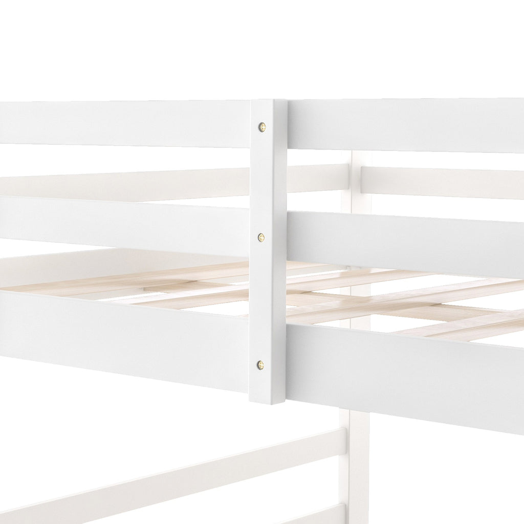 LuxxHomes  Pastel White Twin Over Twin Dual Ladder Bunk Bed