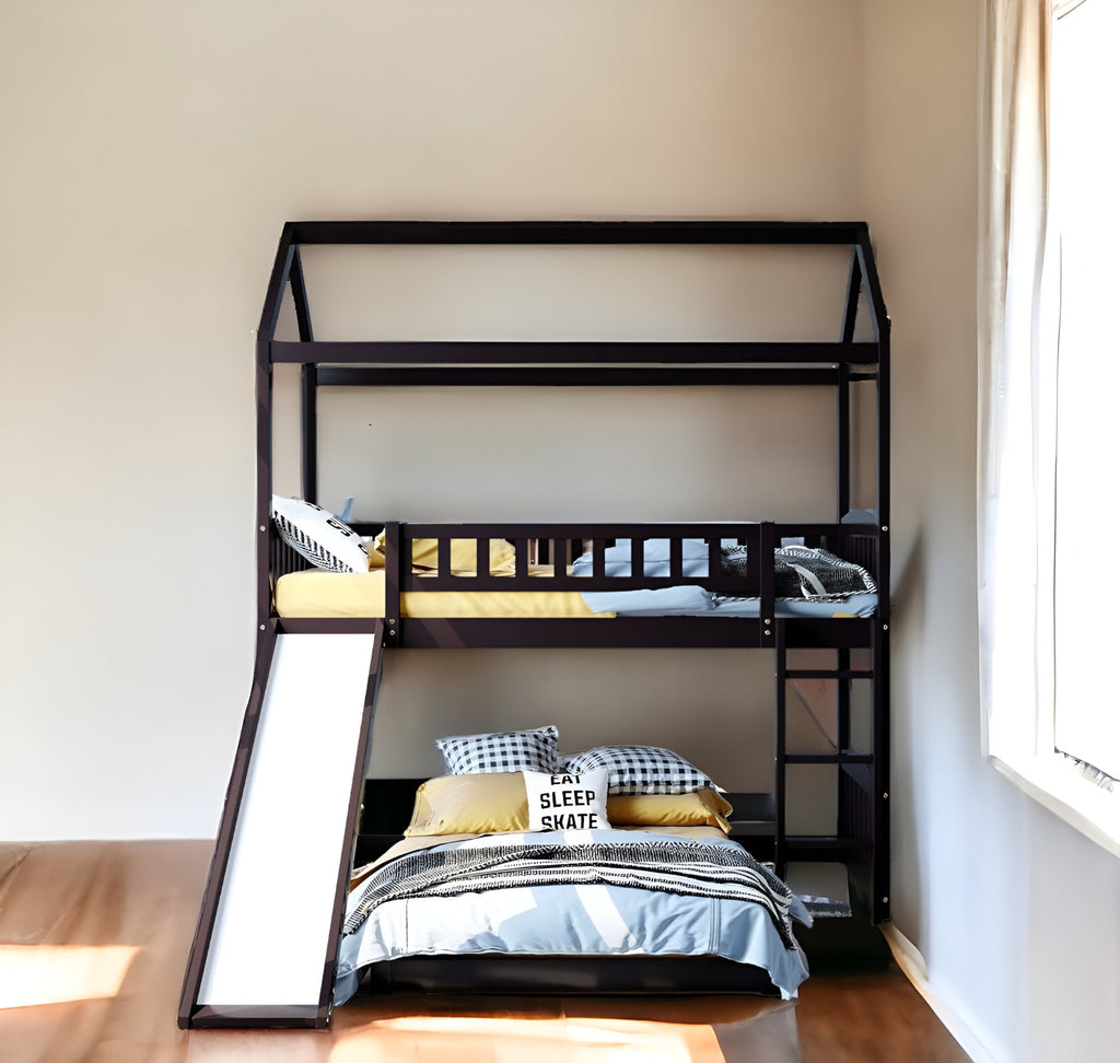 LuxxHomes  Espresso Full Over Full Contemporary Bunk Bed