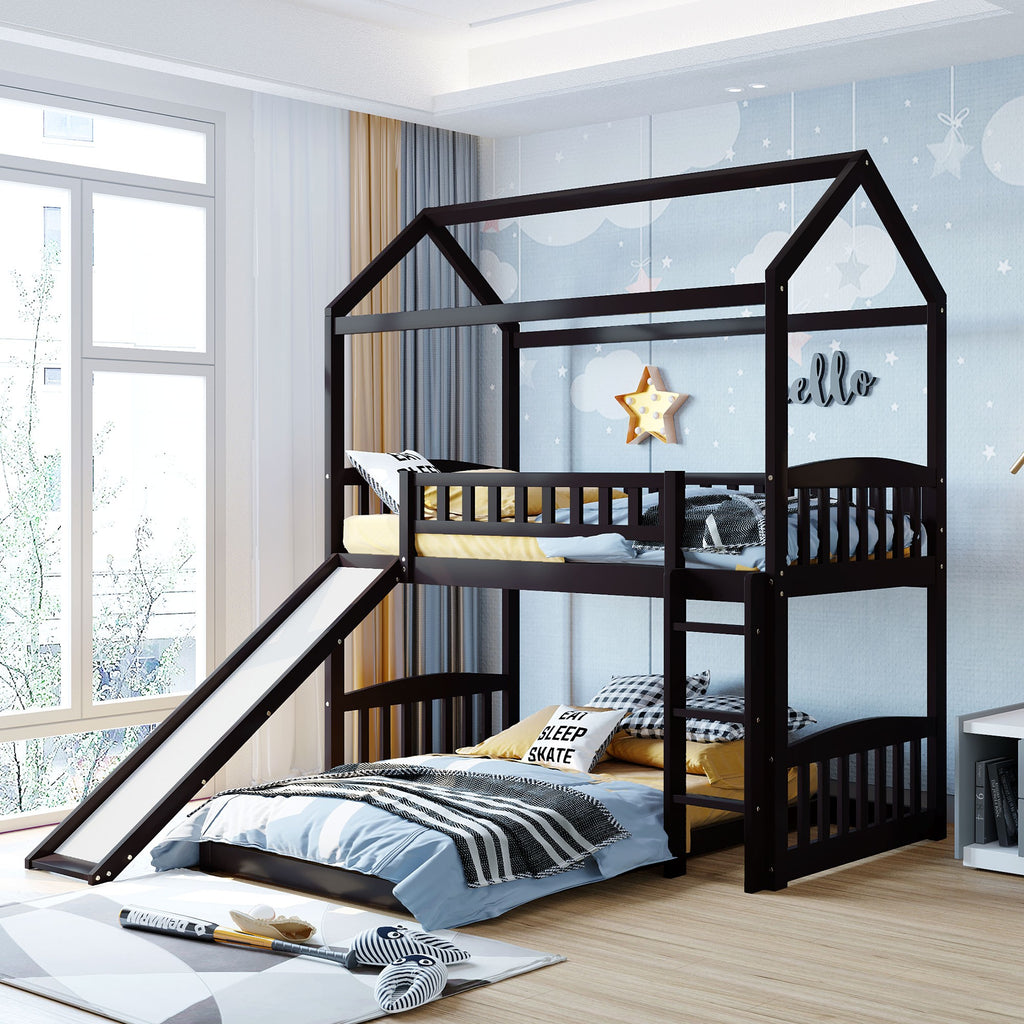 LuxxHomes  Espresso Full Over Full Contemporary Bunk Bed