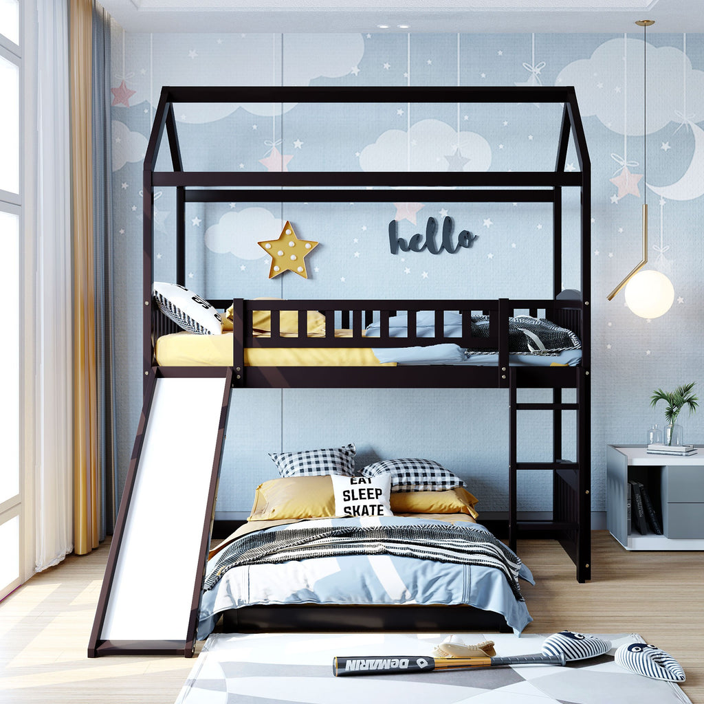 LuxxHomes  Espresso Full Over Full Contemporary Bunk Bed