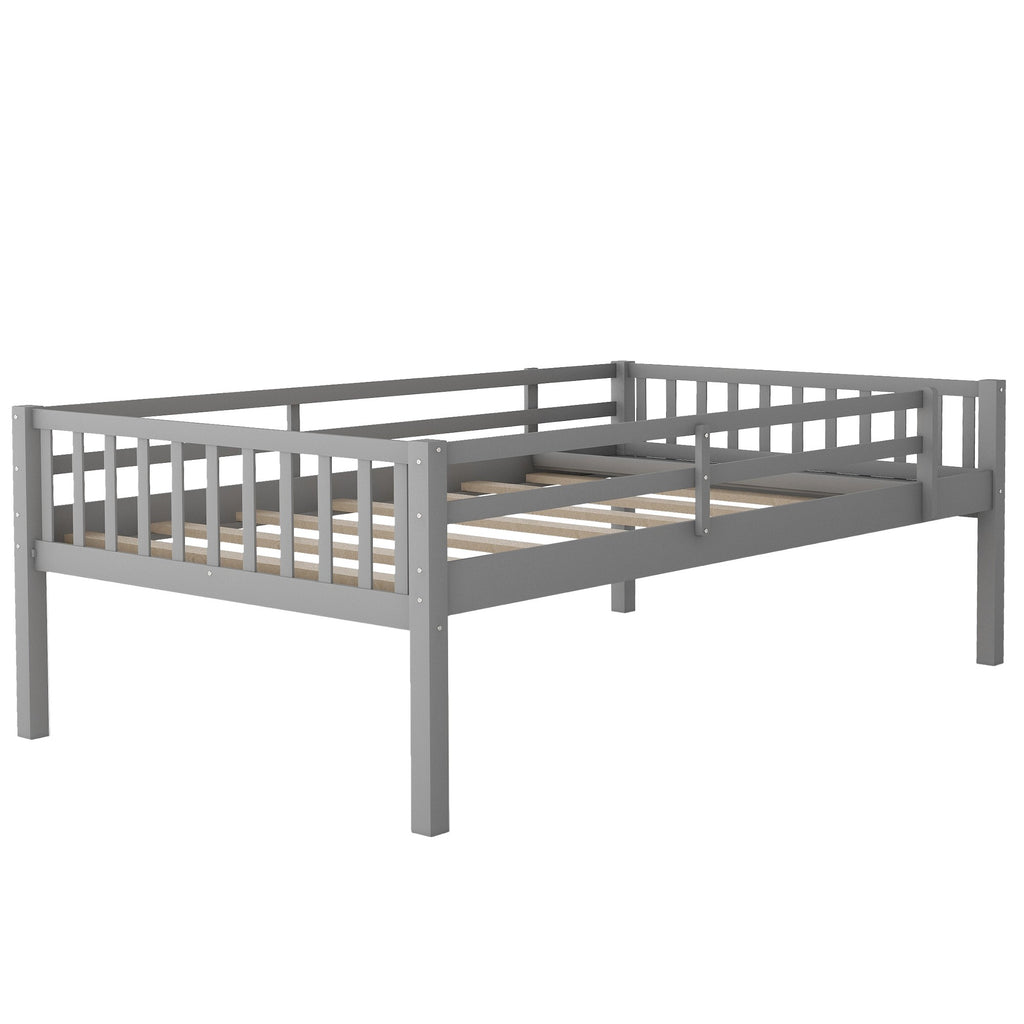 LuxxHomes  Gray Full Over Double Twin Triple Bunk Beds with Drawers