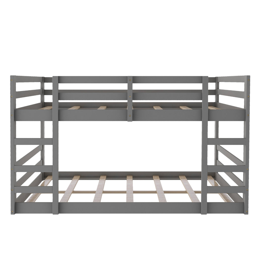 LuxxHomes  Pastel Gray Twin Over Twin Dual Ladder Bunk Bed