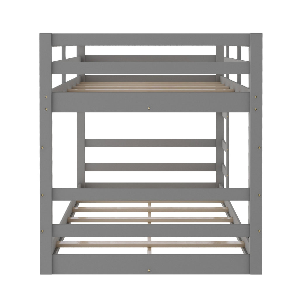 LuxxHomes  Pastel Gray Twin Over Twin Dual Ladder Bunk Bed