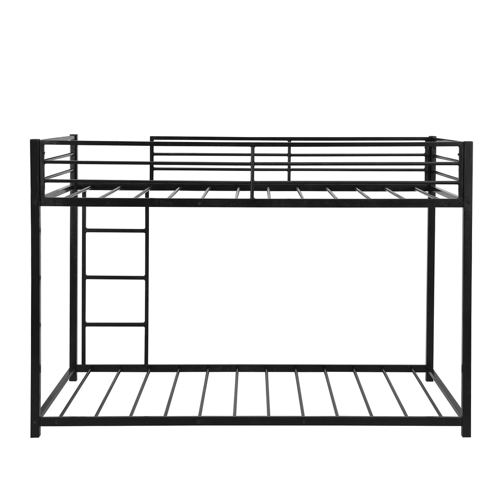 LuxxHomes  Black Twin Over Twin Metal Low Bunk Bed