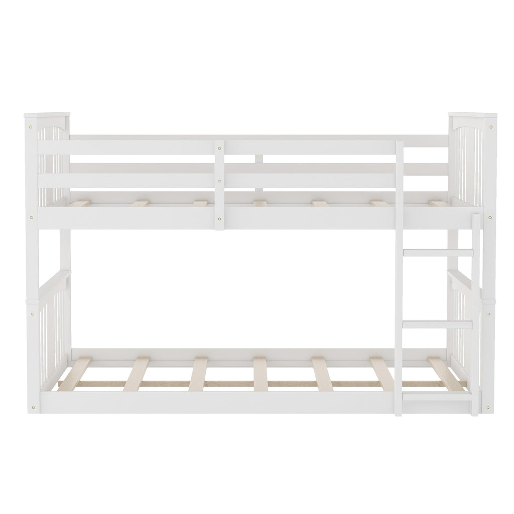 LuxxHomes  White Classic Full Over Full Bunk Bed with Ladder