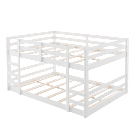 LuxxHomes  Pastel White Full Over Full Dual Ladder Bunk Bed