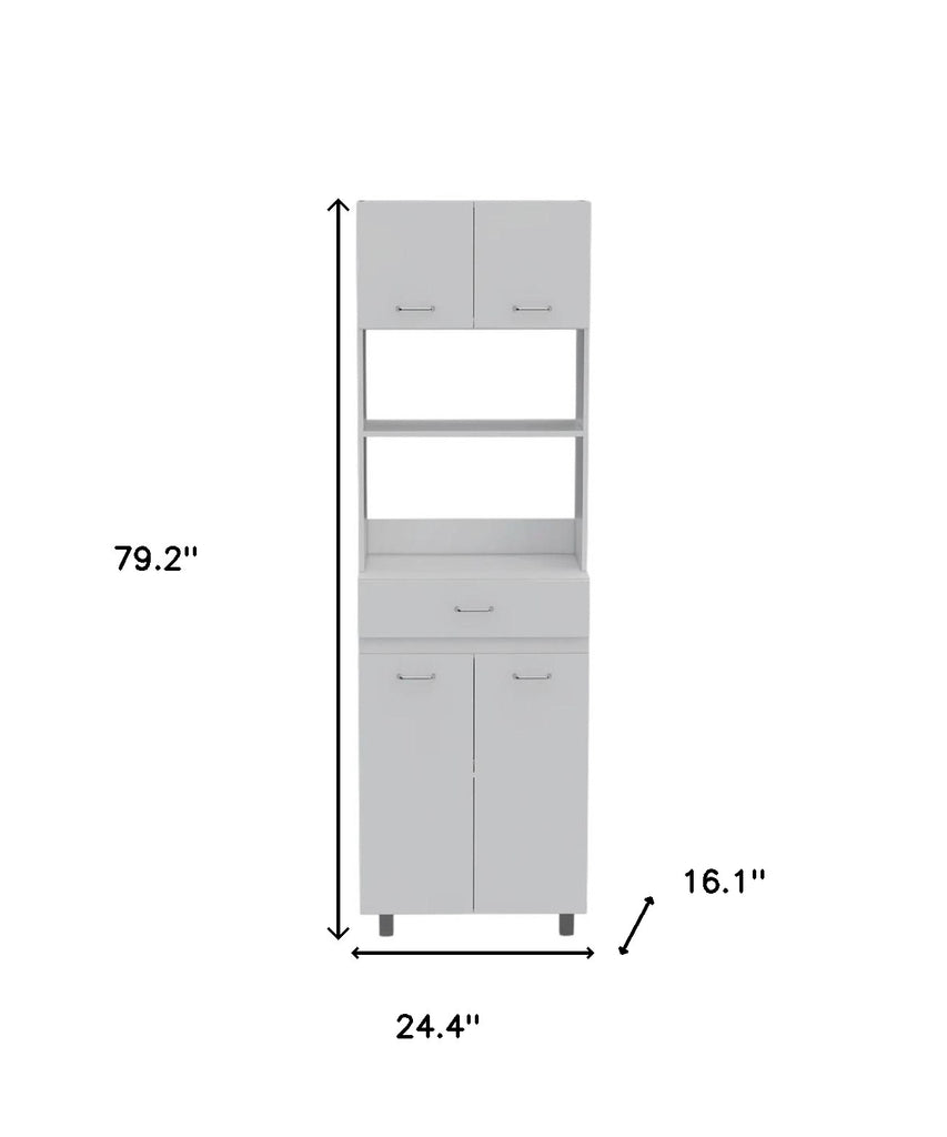 79" White Pantry Cabinet with Three Shelves